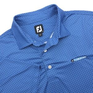 FootJoy Polo Men L Blue Golf Shirt Floratine  Embroidered FJ Performance Stretch